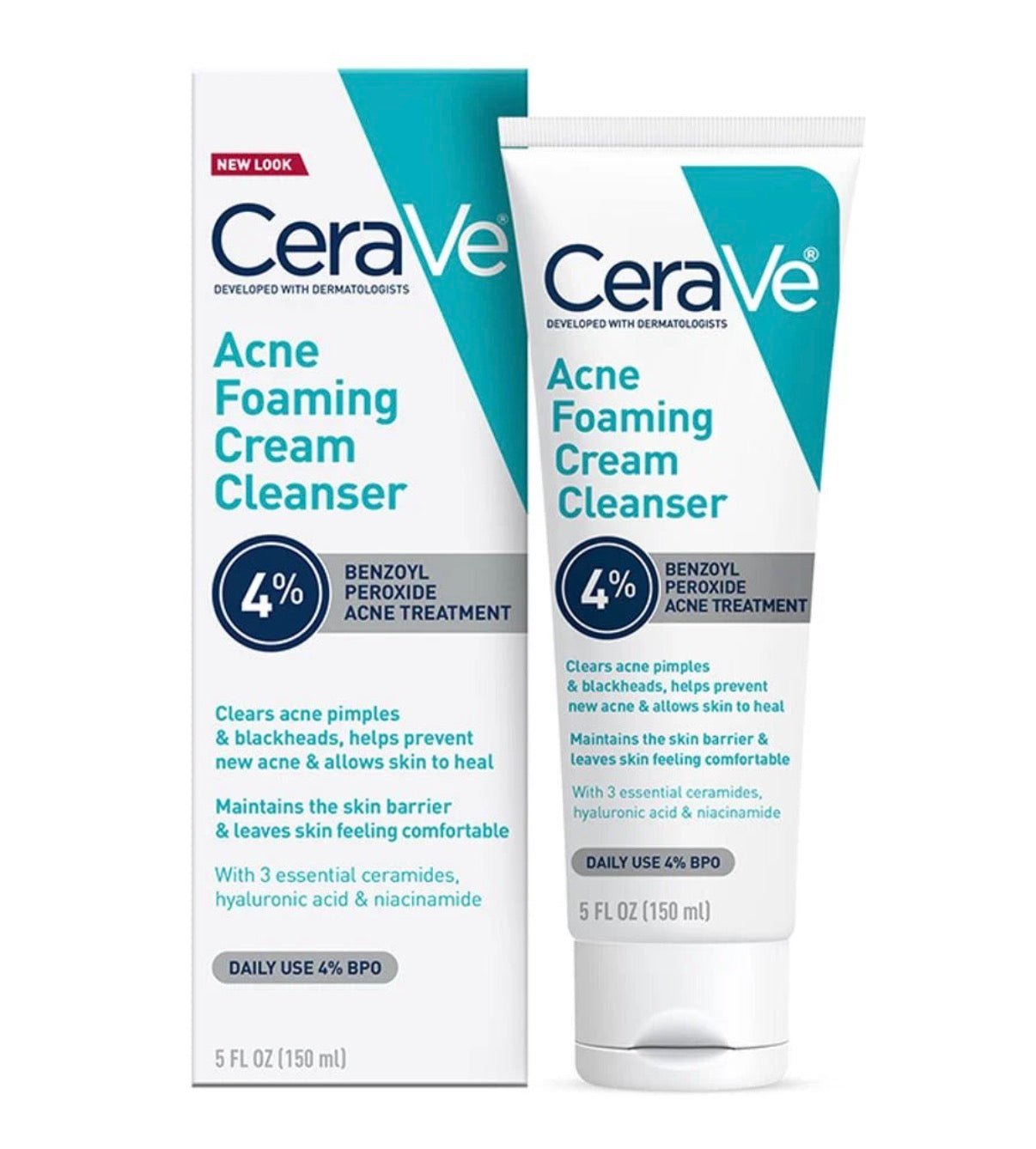 Cerave Acne Foaming Cream Cleanser 4% benzoyl peroxide acne treatment 5oz