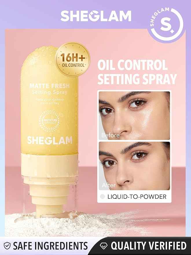 SHEGLAM Matte Fresh Setting Spray Ultra Matte Liquid-To-Powder Long Lasting Makeup