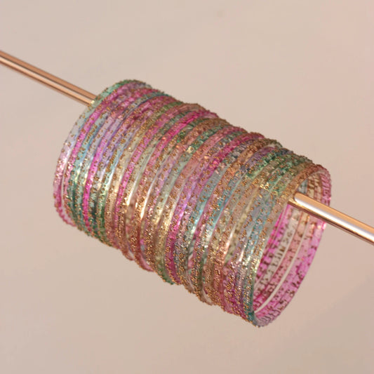Viral Handmade Glass Bangles-light Multi dozen