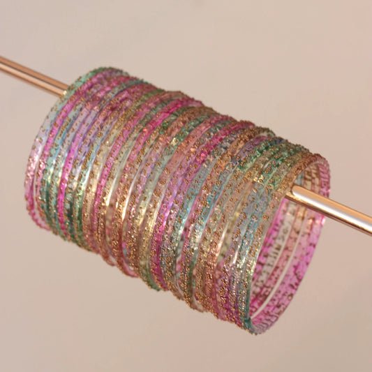 Viral Handmade Glass Bangles-light Multi dozen